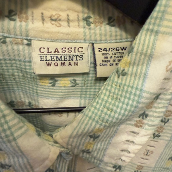 Vintage 80s 90s Classic Elements Embroidered Button Down Shirt SS 24W 26W 24/26 - Picture 10 of 10